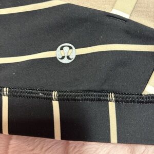 lululemon athletica Black and Cream Striped Bra